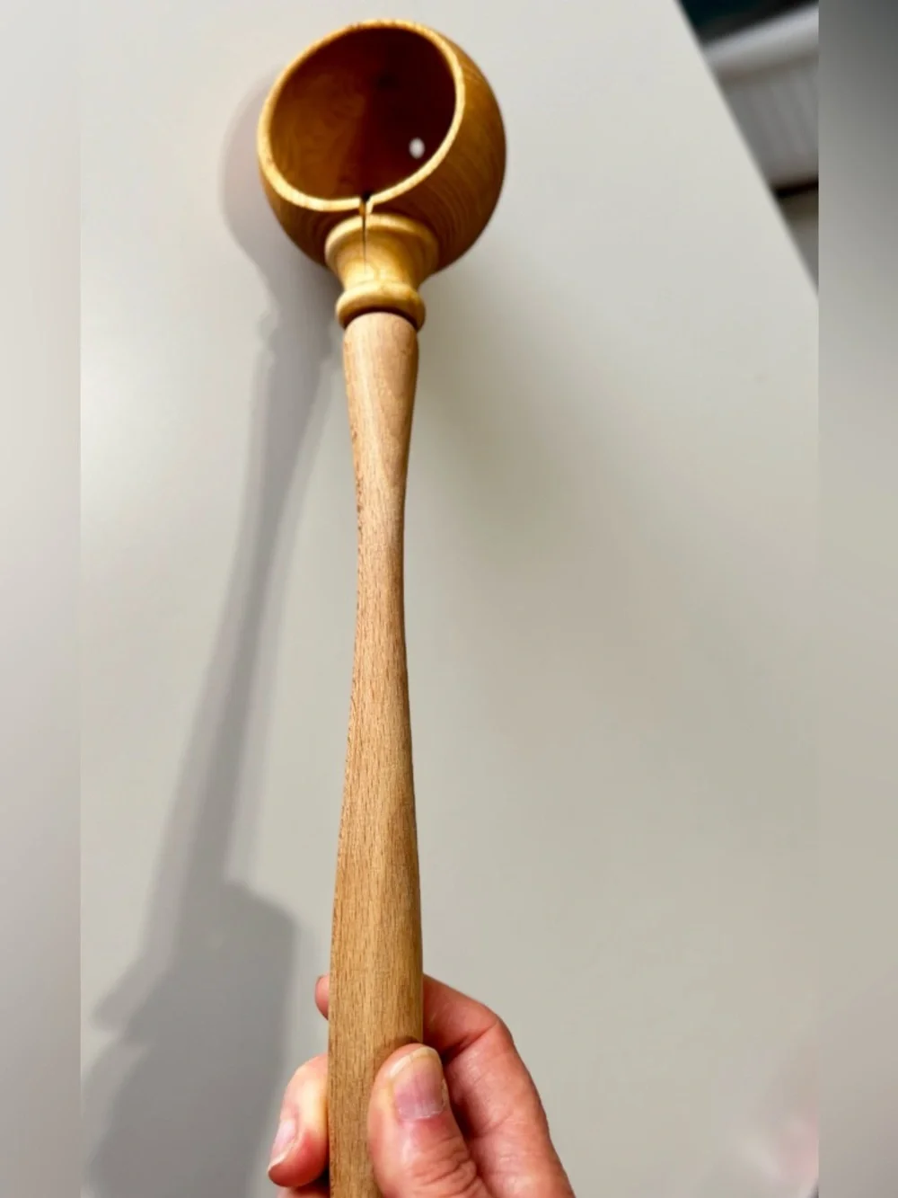 VINTAGE Hand-Carved Wooden Skimmer Spoon
